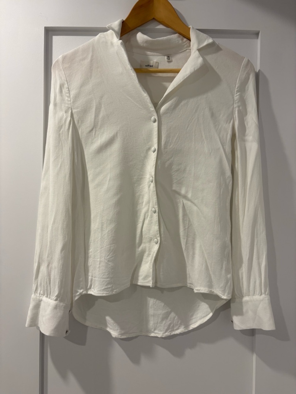 Wilfred White Button Front Blouse Size 2XS | Collared Long Sleeve Top